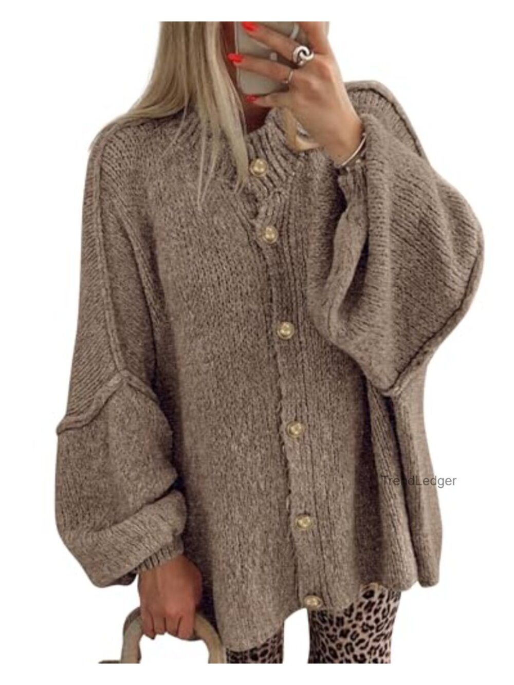 Oversized Cardigan Sweaters for Women Long Sleeve Button Chunky Knit Fall Winter